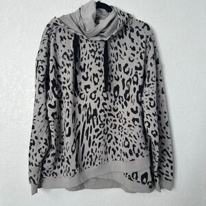 Seven 7 NWOT Women's XXL‎ Leopard Print Cowl Neck Pullover Hoodie Sweatshirt